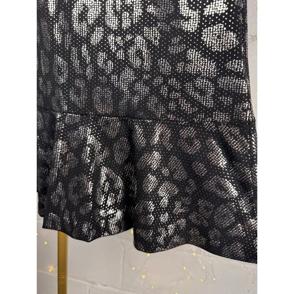 MICHAEL Michael Kors Metallic Leopard Print Dress Black Silver XS